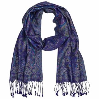 Schal PAISLEY blau-lila 165x35cm, Seide