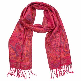 Schal PAISLEY leuchtrot 165x35cm, Seide