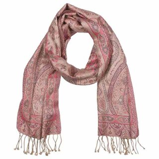 Schal PAISLEY beige-rosa 165x35cm, Seide
