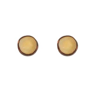 Ohrstecker rund, mini, curry-gelb, Palmnusssamen