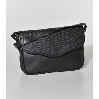 TASCHE Flechtdesign schwarz, Rindsleder, 29x5,5xH18cm