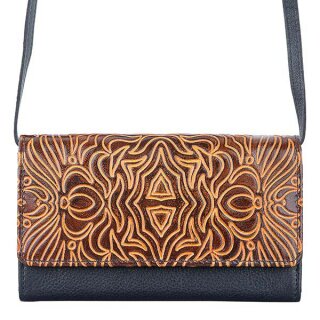 Abendtasche Shanti INDIRA dark camel, Ziegen-/ Rindsledermix