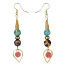 Ohrringe Kantha LANCET, bunt, Textil mit Messing