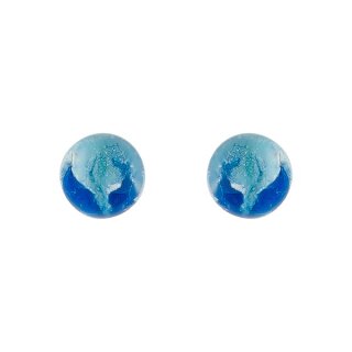 Ohrstecker Perle gros Blautone, Glas, Silber