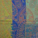Schal PAISLEY turkis-blau-curry, 165x35cm, Seide