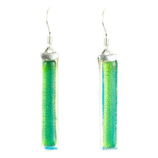 Ohrringe Stabchen grun, Glas, Silber