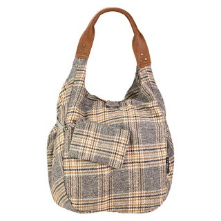 Tasche HOBOBAG Kilt, grau-braun, Wollmix