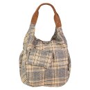 Tasche HOBOBAG Kilt, grau-braun, Wollmix
