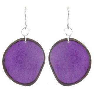 Ohrringe oval purpur lila, Tagua