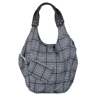 Tasche HOBOBAG black square, schwarz-weis, Wollmix