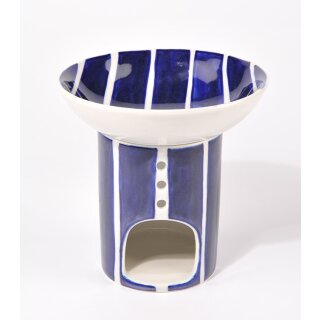 DUFTLAMPE Streifen blau, Keramik, dm8,5xH10,5+dm14xH4cm