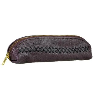 Stiftetasche 23x5cm STITCH weinrot, Leder