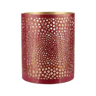 Windlicht 10x13cm GLAMOUR rot-gold, Eisenblech
