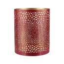 Windlicht 10x13cm GLAMOUR rot-gold, Eisenblech