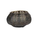 Windlicht 13x8cm FLORAL, schwarz-gold, Eisenblech
