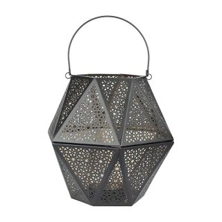 Laterne 28x25cm DIAMOND schwarz-gold, Eisenblech