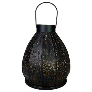Laterne CALABASH Floral 30cm, schwarz-gold, Eisenblech