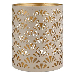 Windlicht 10x13cm FANNY beige-gold, Eisenblech