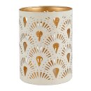 Windlicht 8x10cm PEACOCK cremeweis-gold, Eisenblech