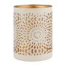 Windlicht 8x10cm MANDALA cremeweis-gold, Eisenblech
