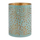 Windlicht 8x10cm SUNRISE mint-gold, Eisenblech