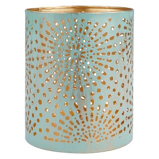 Windlicht 10x13cm SUNRISE mint-gold, Eisenblech