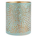 Windlicht 10x13cm SUNRISE mint-gold, Eisenblech