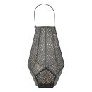 Laterne 38x23cm DIAMOND, schwarz-gold, Eisenblech