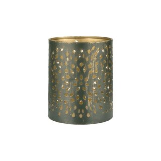 Windlicht 8x10cm FIRESTARS grun-gold, Eisenblech