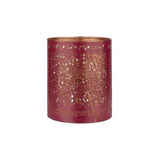 Windlicht 8x10cm STARLIGHT rot-gold, Eisenblech