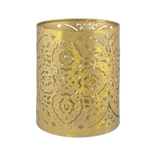 Windlicht 10x13cm CHRISTAL gold-gold, Eisenblech