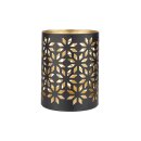 Windlicht 8x10cm SNOWFLAKE schwarz-gold, Eisenblech