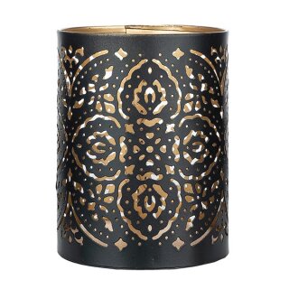 Windlicht 8x10cm CRISTAL schwarz-gold, Eisenblech