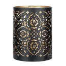 Windlicht 8x10cm CRISTAL schwarz-gold, Eisenblech