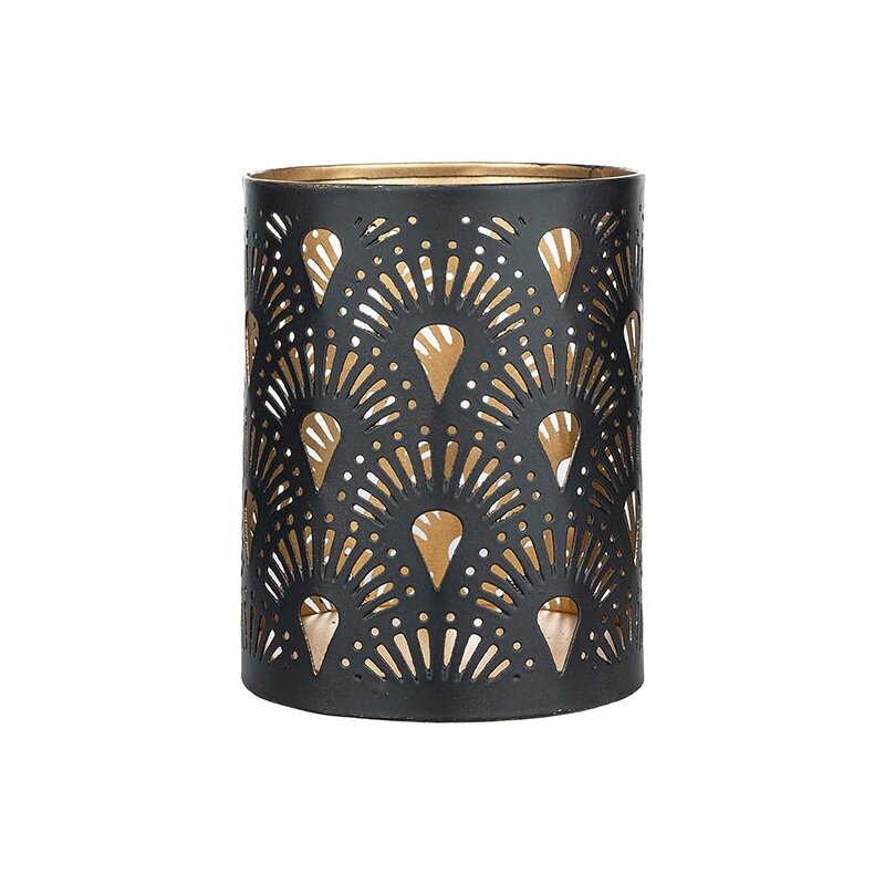 Windlicht 8x10cm PEACOCK schwarz-gold, Eisenblech, 7,90 €