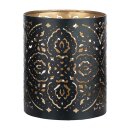 Windlicht 10x13cm CRISTAL schwarz-gold, Eisenblech