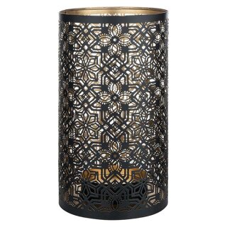 Windlicht 13x23cm ORNAMENT schwarz-gold, Eisenblech