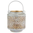Laterne 10x11,5 cm SUNDOWN grau-gold, Eisenblech