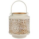 Laterne 10x11,5cm SUNDOWN cremeweis-gold, Eisenblech
