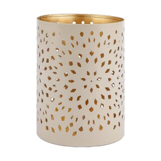 Windlicht 8x10cm FIRESTARS beige-gold, Eisenblech