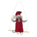 Maus Boy grau auf Schaukel, 12 cm