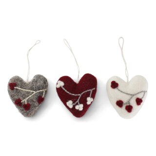Herz Beeren, 3er Set, 6 cm