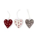 Herz gesteppt Sterne, 3er Set, 6 cm