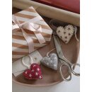Herz gesteppt Sterne, 3er Set, 6 cm