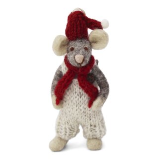 Maus Boy grau mit Schal, 12 cm