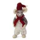 Maus Boy grau mit Schal, 12 cm