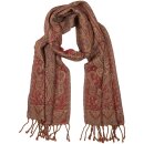 Schal PAISLEY rot-beige, 165x35cm, 100 % Wolle