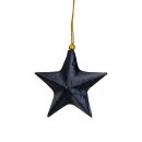 Anhanger 3D Stern 6cm, blue, mit Capizmuschel