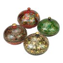 Dose Kaschmir, 10cm mit Griff,  handbemalt, Pappmache