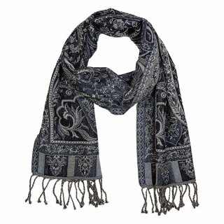 Schal PAISLEY navy-dunkelblau, 165x35cm, 100 % Wolle